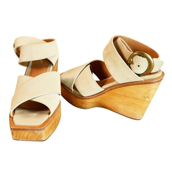 Rag & Bone Santiago Suede Crisscross Clog Sandals Women’s SZ 8.5 Beige EUC - Picture 1 of 16